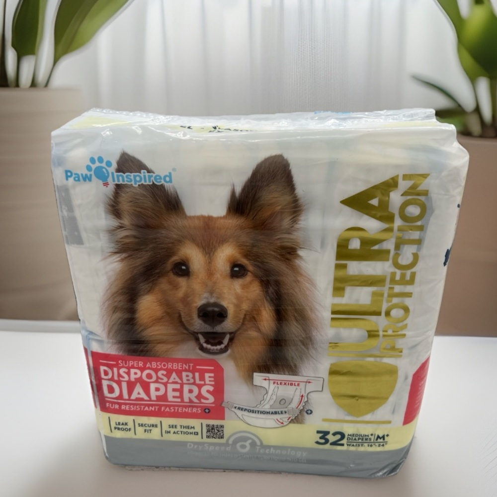 Paw Inspired 32ct Ultra Protection Disposable Dog Diapers Size Medium NIP